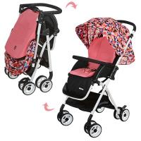 купить Коляска для детей HC300-PINK прогулочная с корзиной (коралл-черный)