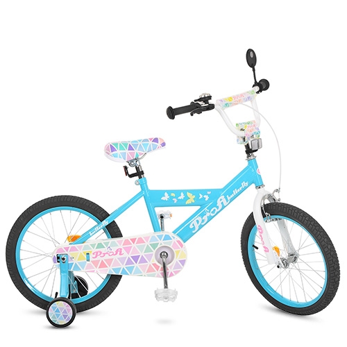 Двухколесный велосипед для девочки 18 дюймов Profi L18133 Butterfly 2 (голубой)