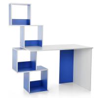 купить Детская деревянная парта M 3854-4 с надстройкой (бело-синяя)