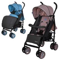 купить Прогулочная коляска для детей BAMBI M 3411-1 трость глубокий капюшон (бежевая голубая)