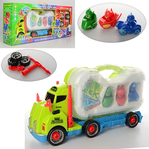 Детская машинка-трейлер PJMASKS PB885 колеса на шурупах (38см)