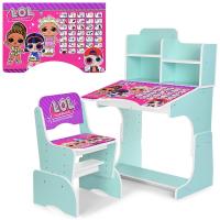 купить Детская парта со стульчиком W 2071-75-6 LOL регулируемая высота (мятная)