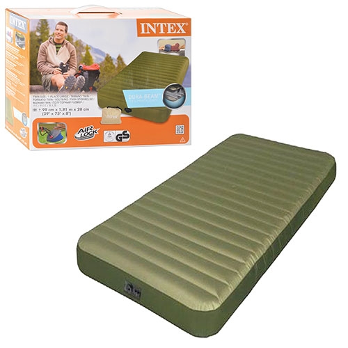 Усиленный надувной матрац Intex 68726 с ножным насосом (191-99-15 см)