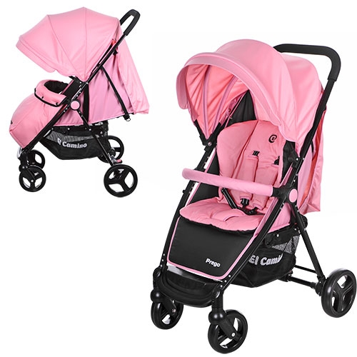 Коляска для детей  M 3435-8 PREGO прогулочная с глубокой крышей (розово-черный)