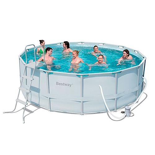 Бассейн каркасный Bestway 56263 фильтр-насос подстилка тент (427-122 см)