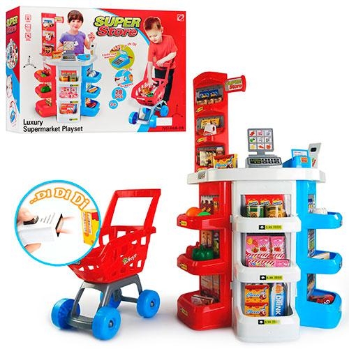 Игровой набор для детей Магазин 668-18 с продуктами + тележка для покупок