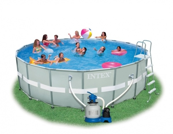 Круглый белый каркасный бассейн Intex 54956 Ultra Frame Pool Set (549 х 132 см)