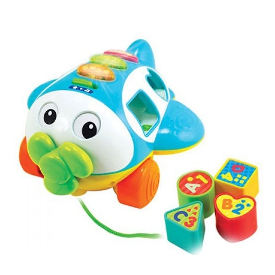 Развивающая игрушка каталка WinFun 1505-07 самолет-сортер