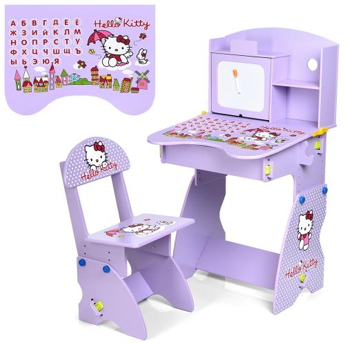 Детская парта M 0324-9 Hello Kitty со стульчиком, регулируемая (сиреневая)