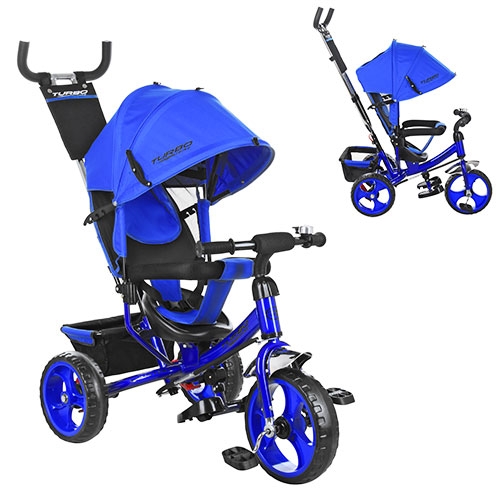 Колясочный велосипед TurboTrike M 3113-14 колеса ЕВА (синий индиго)