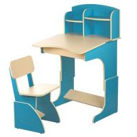 купить Парта с полочками и стульчиком F2071-4 регулируемая (голубая)