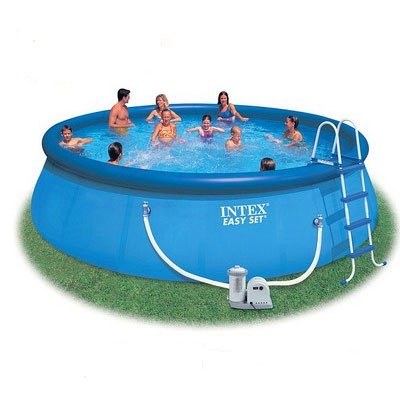 Круглый голубой надувной бассейн Easy Set Intex 56905 (549х122 см) с насосом-фильтром и аксессуарами