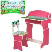 купить Детская парта 301-14-3 регулируемая украинский алфавит (малиновая)