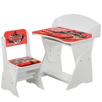 купить Регулируемая парта со стульчиком ML-315-01-1 Тачки (белая, укр.алфавит)