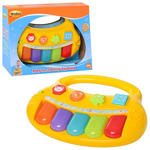 Пианино для детей Win Fun 2007 NL музыкальные и световые эффекты (желтое)