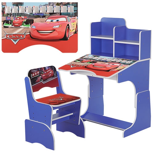 Парта детская Bambi W 2071-2-3 Тачки регулируемая по высоте (синяя)