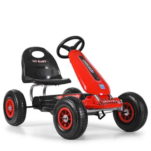 Железный педальный карт Bambi M 3626A-3 резиновые колеса (красный)
