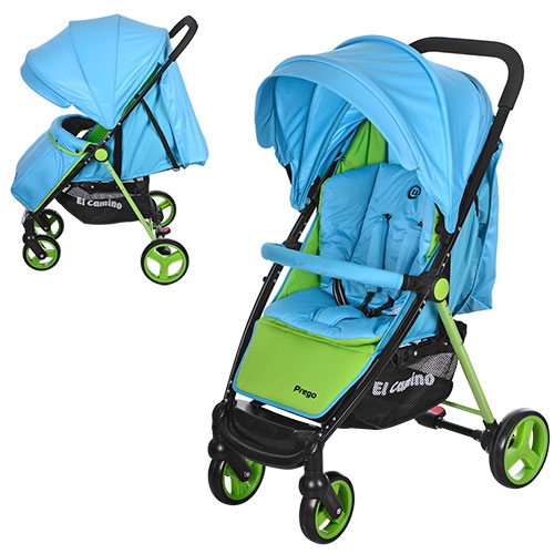 Коляска для детей M 3435-12 PREGO прогулочная с глубокой крышей (голубо-салатовая)