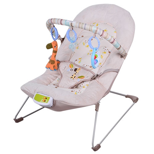 Детский шезлонг-качалка Bambi 30608-1 с вибрацией (бежевый)