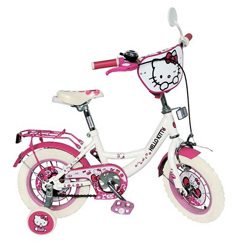 Двухколесный детский велосипед 14" HK 0074 W Hello Kitty (белый с розовым)