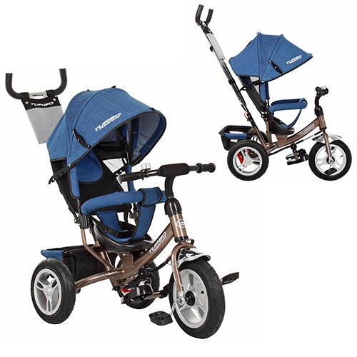 Детский трехколесный велосипед TurboTrike M 3113AJ-13 резиновые колеса (джинс-шоколад)