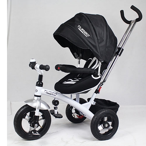 Трехколесный велосипед колясочного типа Turbotrike M 3195-5A с резиновыми колесами (белый)