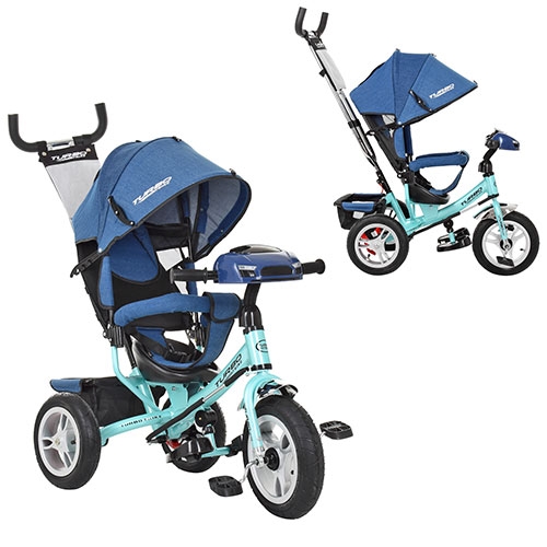 Детский велосипед три надувных колеса Turbotrike M 3115HAJ-15 джинс (бирюзовый)