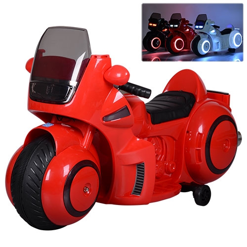 Детский электромотоцикл Bambi M 3662 L-3 с кожаным сиденьем (красный)