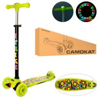 купить Трехколесный самокат для детей iTrike JR 3-055-GR-L с принтом и фарой руль 75-85см (зеленый)