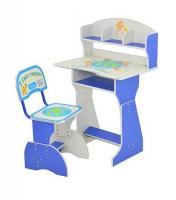 купить Регулируемая парта со стульчиком Bambi HB 2070 UK-01-7 с полочками (синяя)