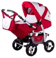 купить Коляска-трансформер Adamex Young красный-белый-белая кожа 619925
