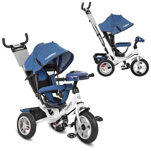 Детский велосипед три надувных колеса Turbotrike M 3115HAJ-7 джинс (белый)