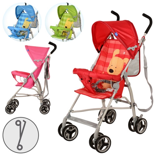 Детская прогулочная коляска BAMBI M 2717 с мишкой (розовая красная зеленая голубая)