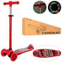 купить Трехколесный самокат для детей iTrike JR 3-055-R-L с принтом и фарой руль 75-85см (красный)