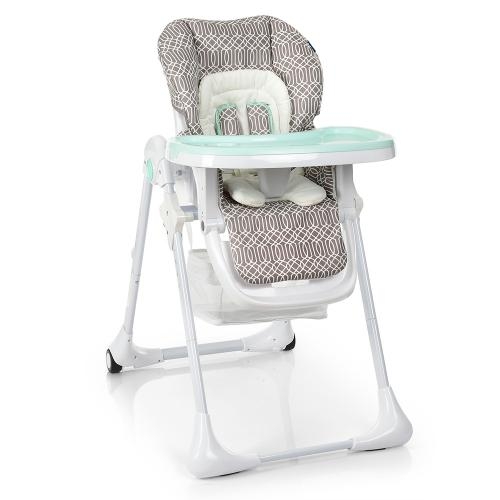 Стульчик для кормления детей Bambi M 3890-4 из кожы (серо-мятный)