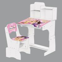 купить Парта с полочками и стульчиком W 2071-38-3 барби (белая)