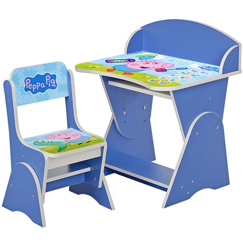 Регулируемая парта со стульчиком ML-315-06-2 Peppa pig (синяя)
