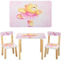 купить Детский столик со стульчиками Vivast 501-23 розовый мишка деревянный