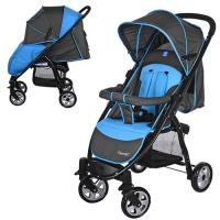 купить Детская прогулочная коляска BAMBI M 3409-4 книжка глубокий капюшон (серо-голубая)