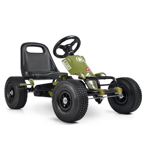 Педальный карт Profi M 3617-10 резиновые колеса цепная передача (милитари)