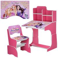 купить Парта с полочками и стульчиком W 2071-38-1 барби (малиновая)
