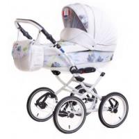 купить Коляска 2 в 1 классическая Adamex Katrina Кожа 2S 100% На Белой Раме 10129
