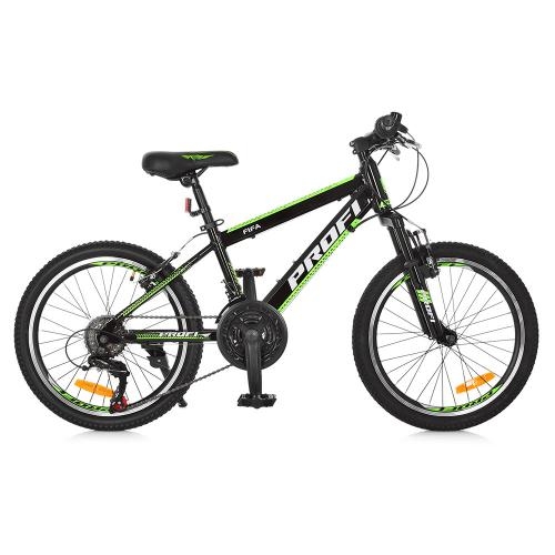 Спортивный велосипед 20 дюймов Profi G20FIFA A20.2 алюминиевая рама 12" Shimano (черно-зеленый)