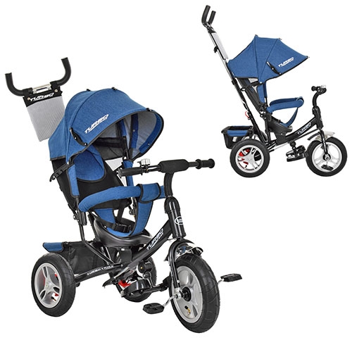 Детский трехколесный велосипед TurboTrike M 3113AJ-16 резиновые колеса (джинс-черный мат)