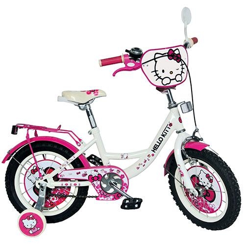 Двухколесный детский велосипед 14" HK 0074 Hello Kitty (белый с розовым)