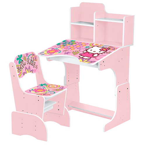 Растущая парта для детей со стульчиком W 2071-48-3 Hello Kitty (розовая)