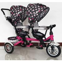 купить Детский двухместный велосипед TurboTrike M 3116TW-6A-D резиновые колеса (розовый круги)