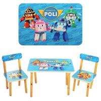 купить Детский столик со стульчиками 501-12 Robocar Poli деревянный