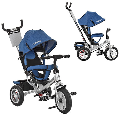 Детский трехколесный велосипед TurboTrike M 3113AJ-10 резиновые колеса (джинс-металлик)
