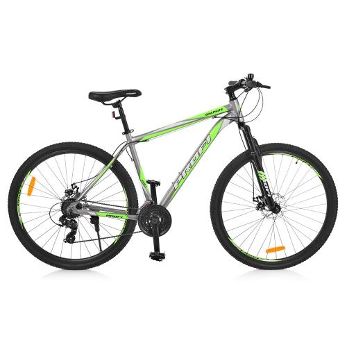 Велосипед 29 дюймов с алюминиевой рамой 19,5" Profi G29GRAPHITE A29.2 Shimano (серо-зеленый)